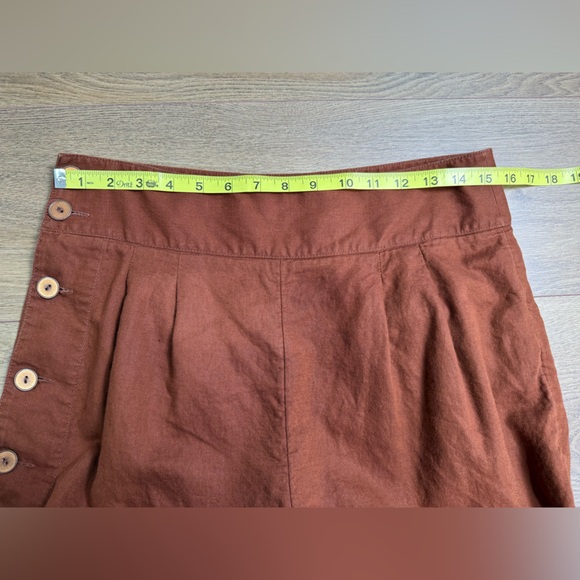 Anthropologie Linen Blend Button Side Wide Leg Pants US 6 Rust Brown - Picture 10 of 12